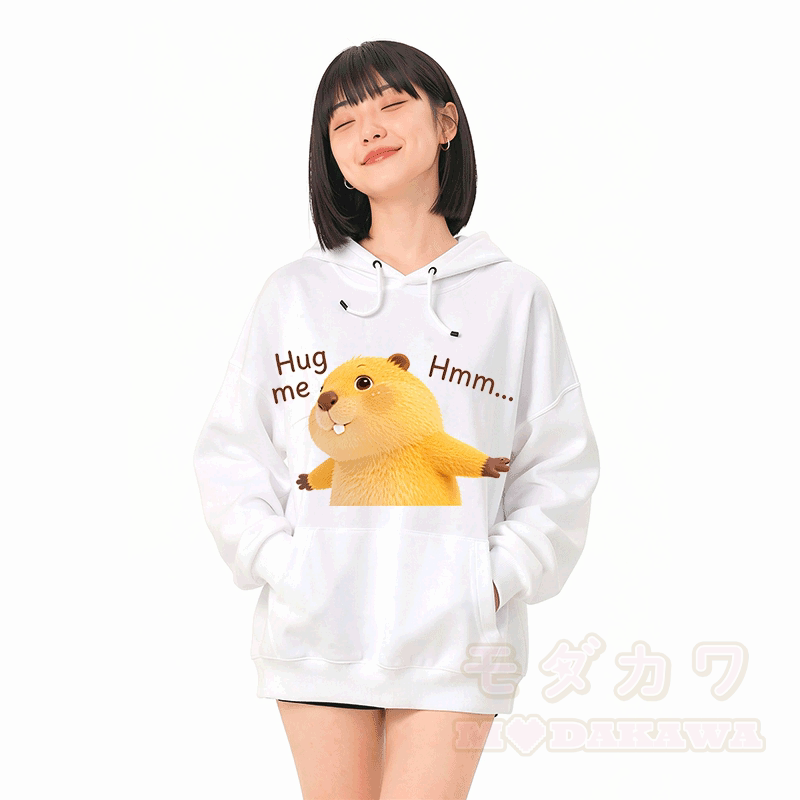 HUG ME Capybara Grafik Modakawa Loose Baumwoll-Mischgewebe-Hoodie - image 2