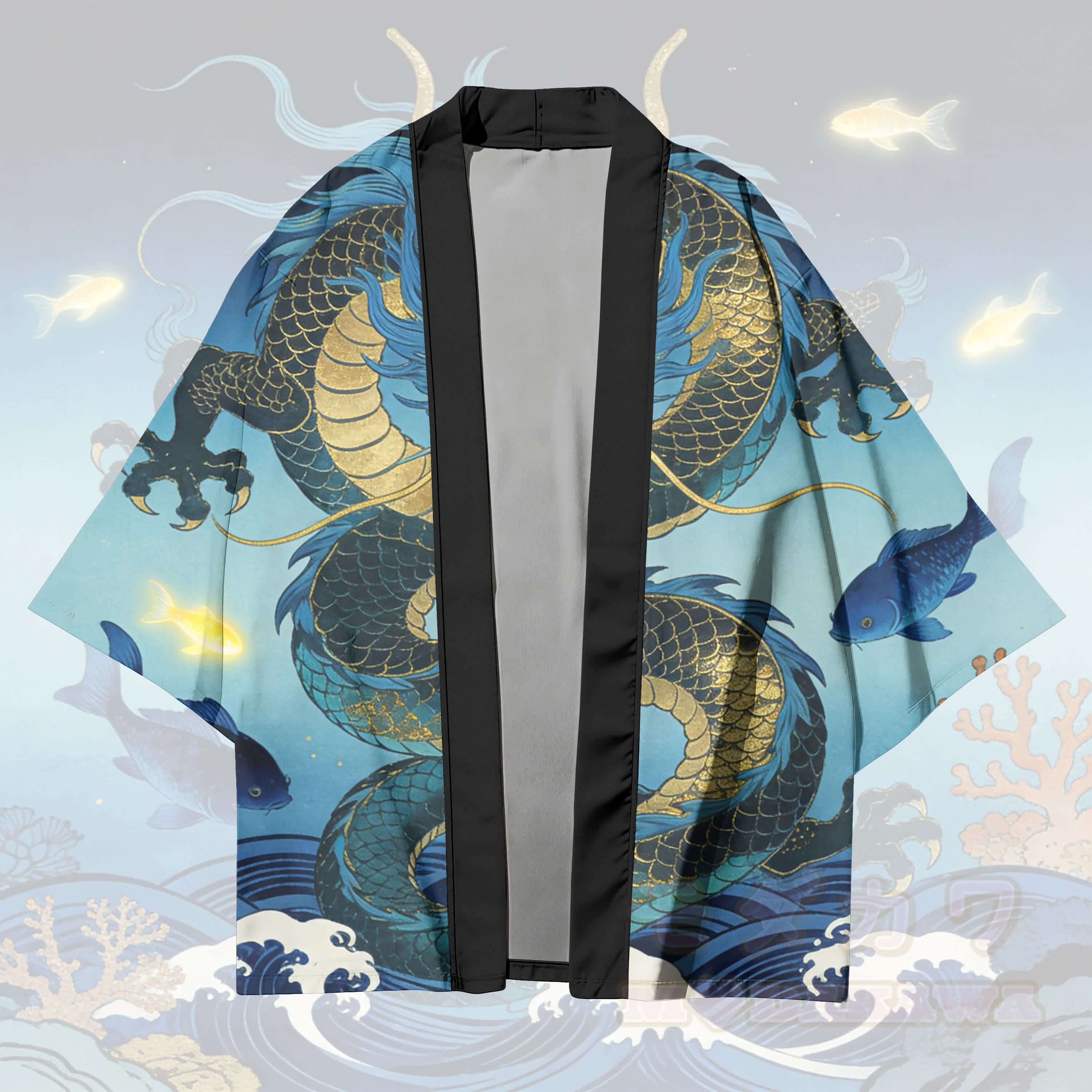 Modakawa Cardigan Kimono mit Tiefseekönig-Drachenmotiv - image 2