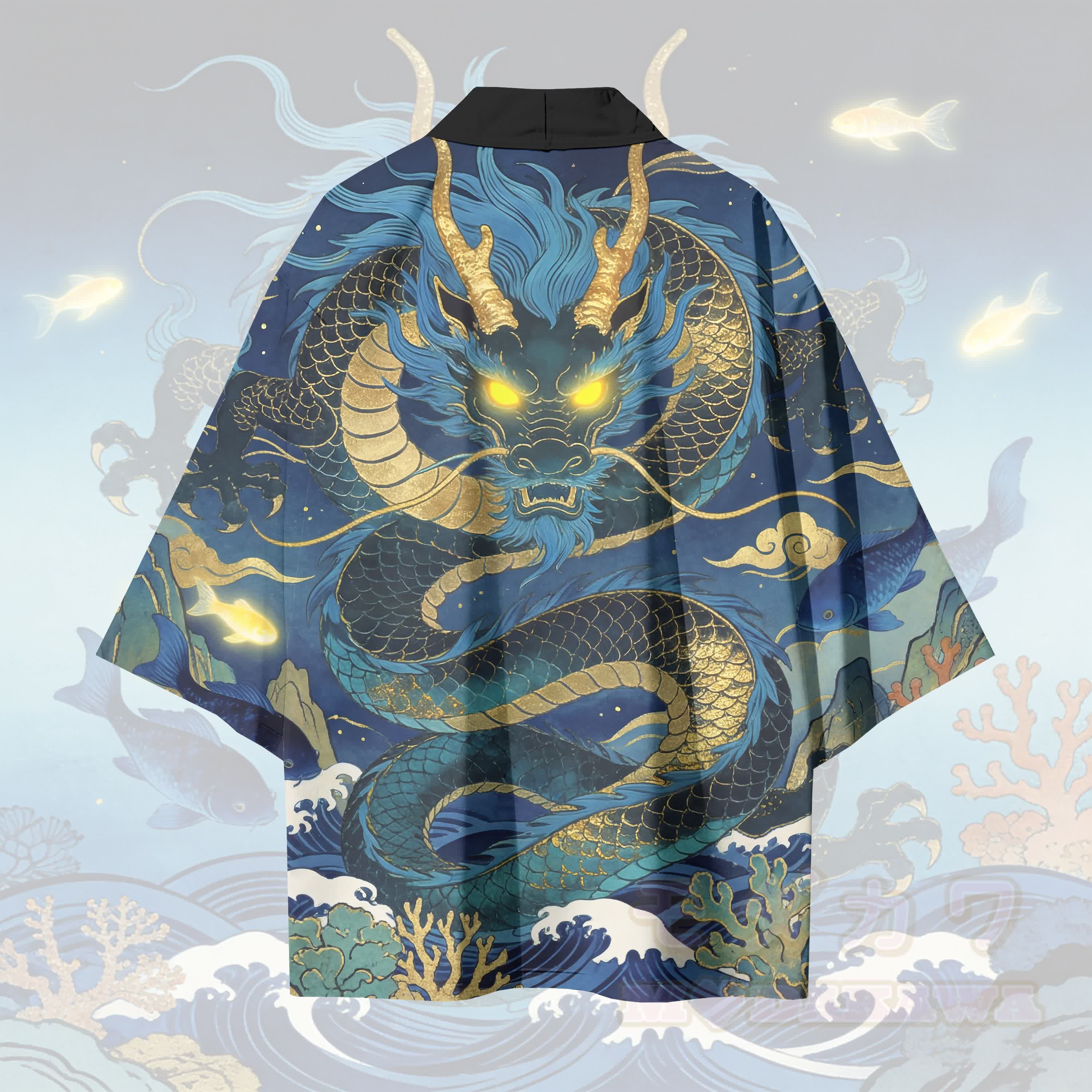 Modakawa Cardigan Kimono mit Tiefseekönig-Drachenmotiv - image 3