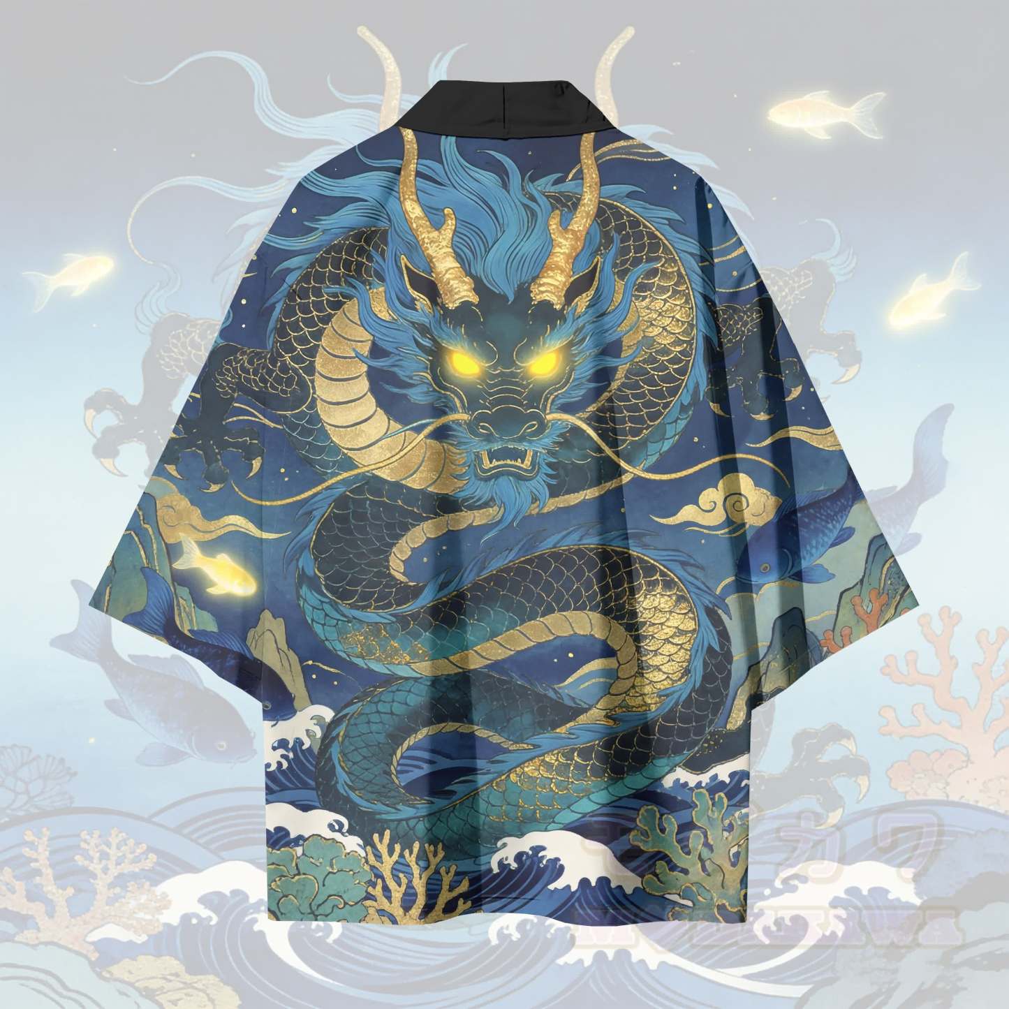 Modakawa Cardigan Kimono mit Tiefseekönig-Drachenmotiv - image 3