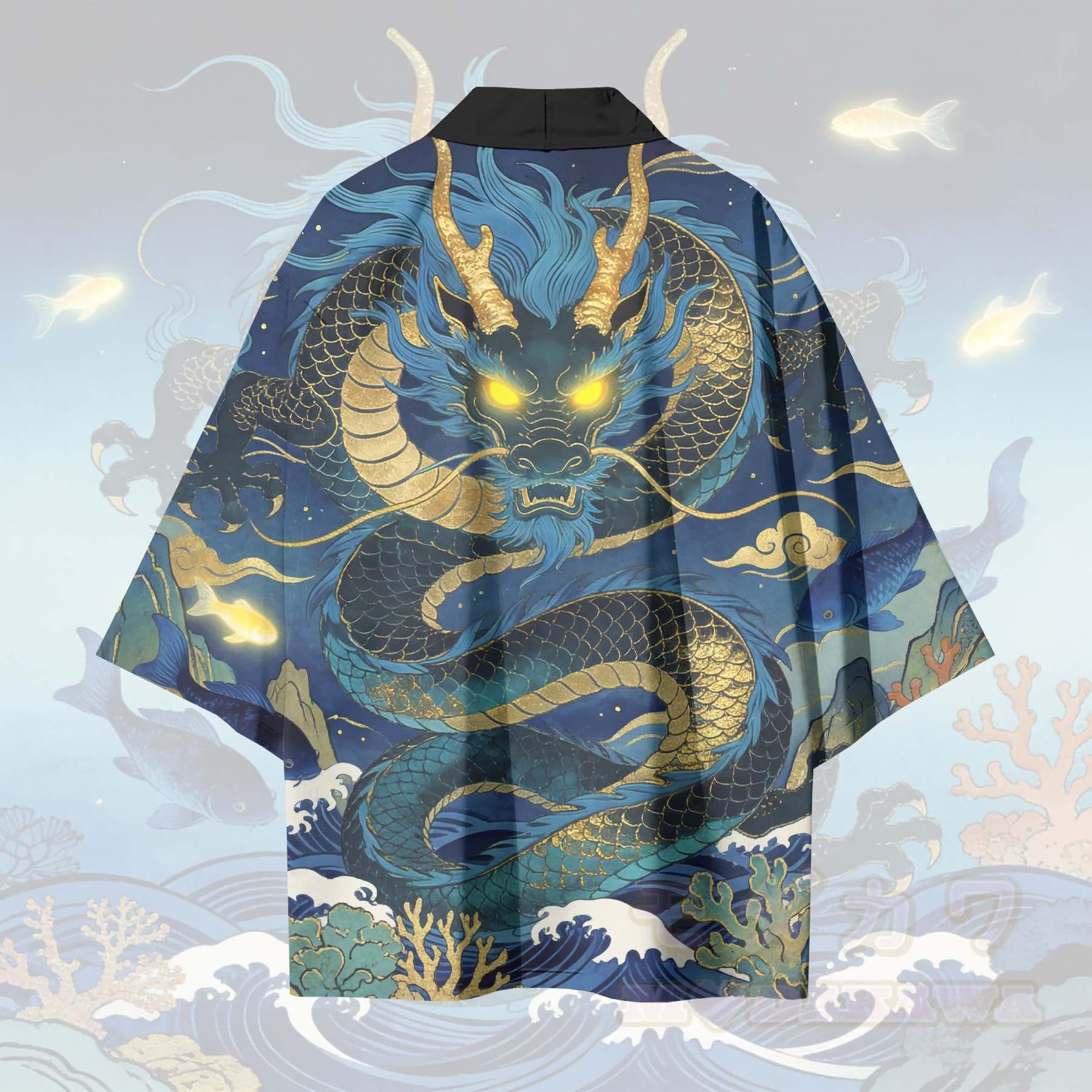 Modakawa Cardigan Kimono mit Tiefseekönig-Drachenmotiv - image 3
