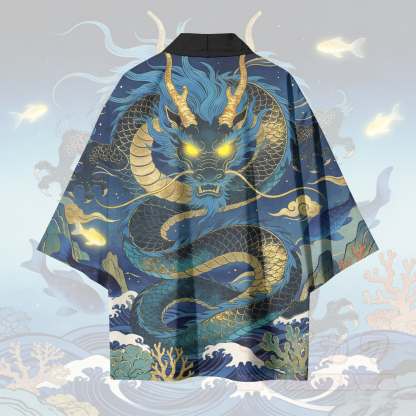 Modakawa Cardigan Kimono mit Tiefseekönig-Drachenmotiv - image 3