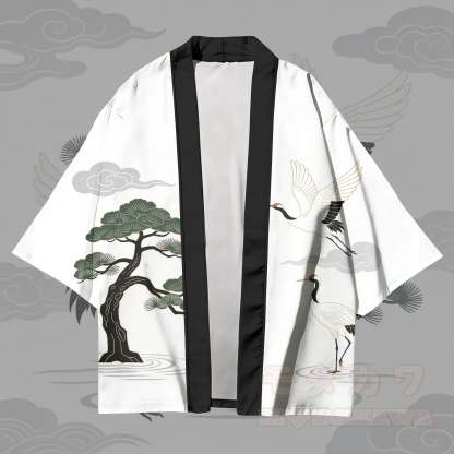 Modakawa-Cardigan mit Kiefernbaum- und Kranichmotiv, Kimono-Oberbekleidung - image 2