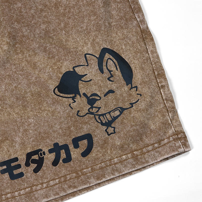 MODAKAWA X popipeko Puppy Letter T-Shirt und Vintage Washed Shorts Zweiteiliges Set - image 4