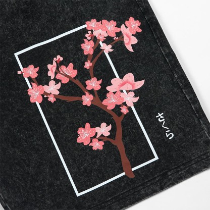 Zweiteiliges Set: Kirschbaum-T-Shirt, Vintage-Shorts und passende Shorts - image 2