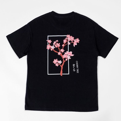 Zweiteiliges Set: Kirschbaum-T-Shirt, Vintage-Shorts und passende Shorts - image 5