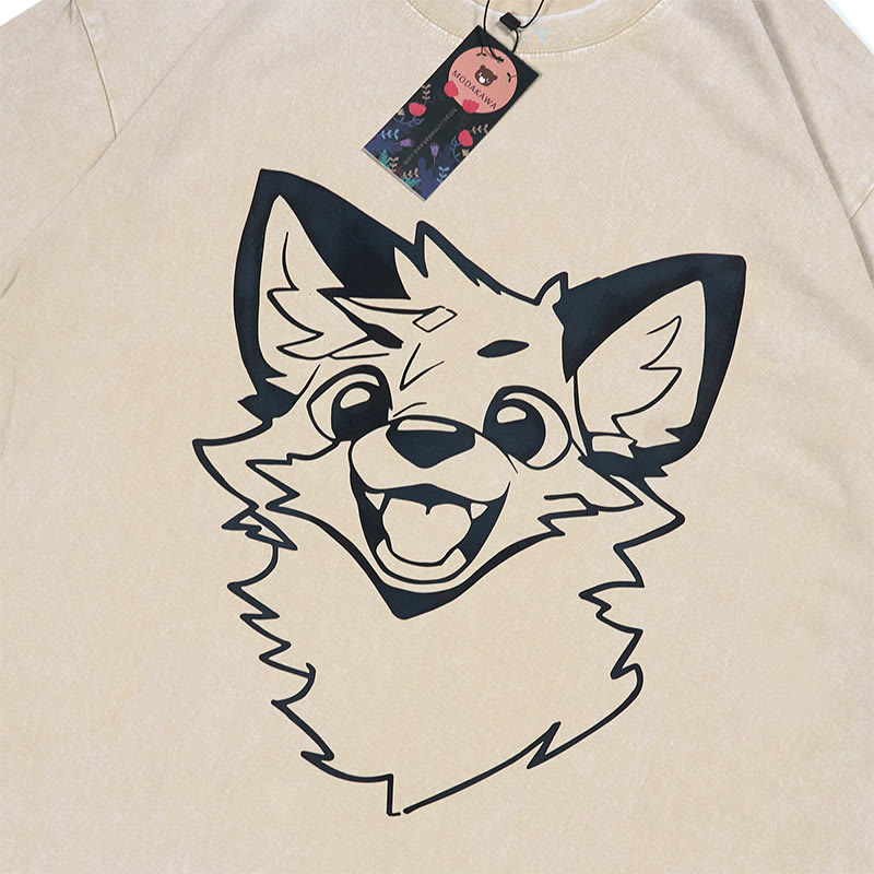 MODAKAWA X atka Fox T-Shirt Vintage Washed Shorts Zweiteiliges Set - image 2