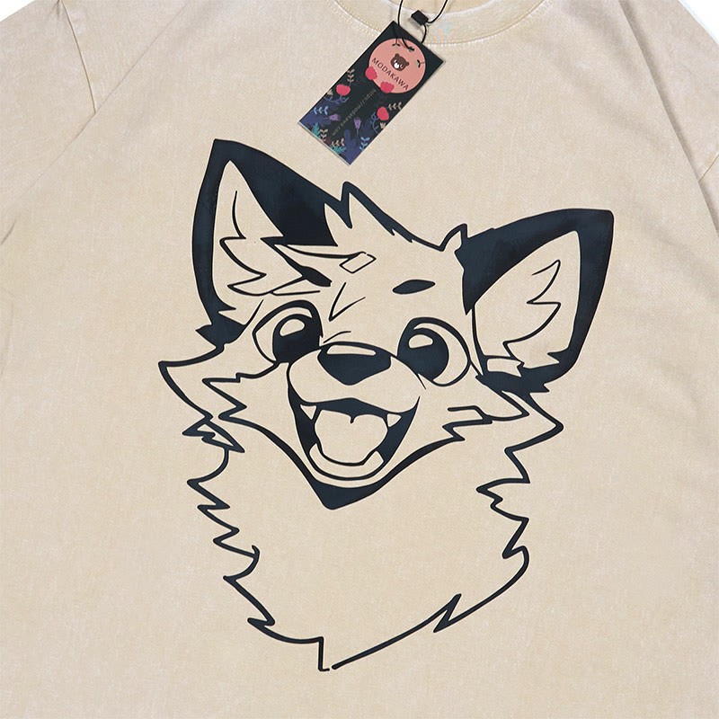 MODAKAWA X atka Fox T-Shirt Vintage Washed Shorts Zweiteiliges Set - image 2