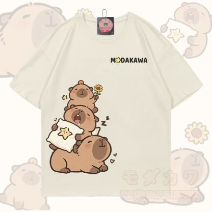 Lustiges Capybara-Motiv, 100 % Baumwolle, Modakawa T-Shirt - Hellbeige - 5XL - image 2