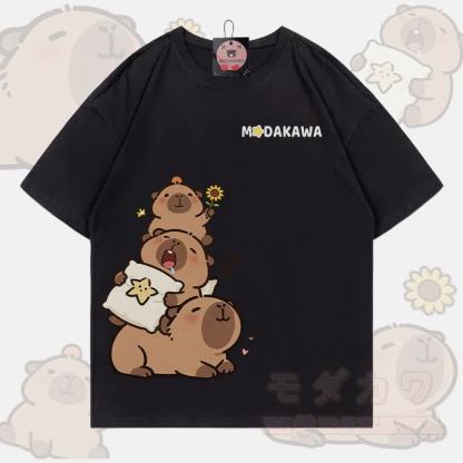 Lustiges Capybara-Motiv, 100 % Baumwolle, Modakawa T-Shirt - Schwarz - 5XL - image 3