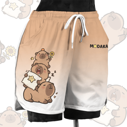 Modakawa Freizeitshorts mit niedlichem Capybara-Motiv - Brown - 4XL - image 1