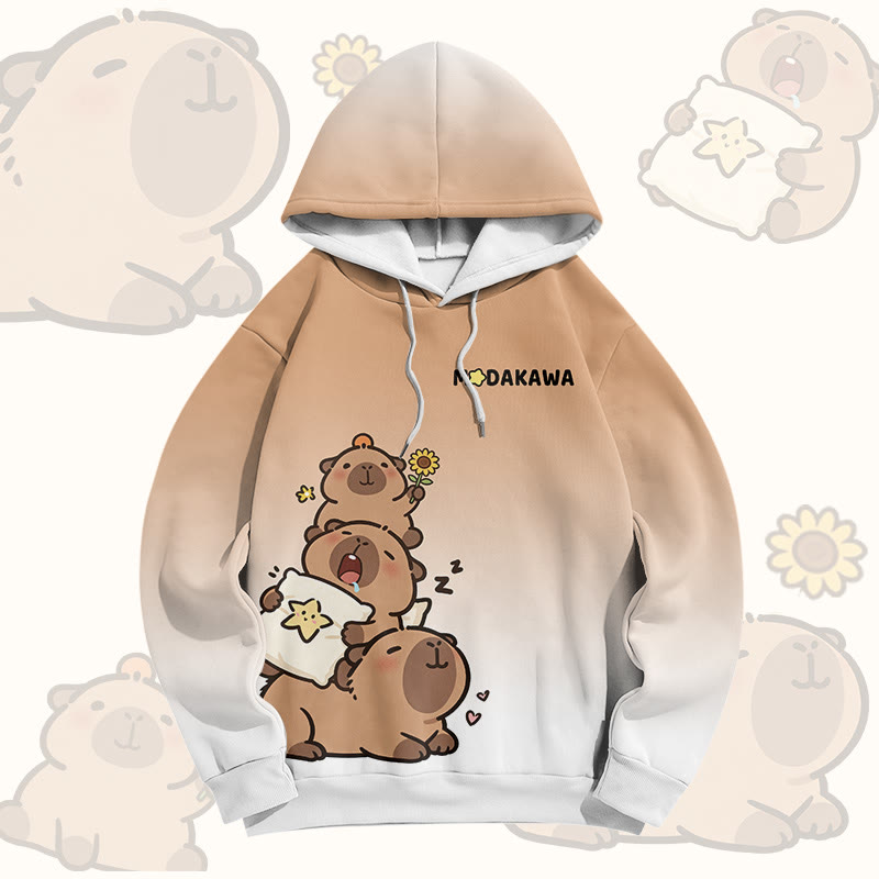 Capybara Stack Graphic Modakawa Pullover Hoodie - image 1