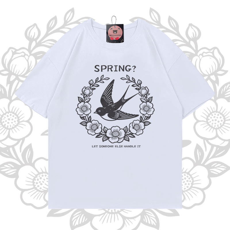 Frühlings-Schwalbenkranz-Grafik Modakawa 100% Baumwoll-T-Shirt - White - 5XL - image 3