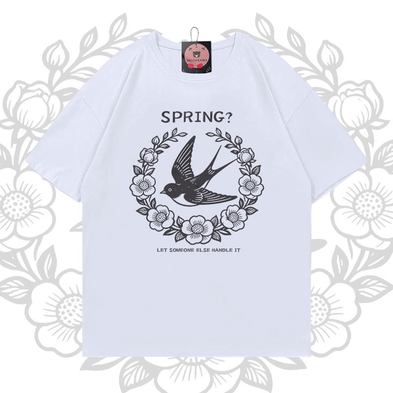 Frühlings-Schwalbenkranz-Grafik Modakawa 100% Baumwoll-T-Shirt - White - 5XL - image 3