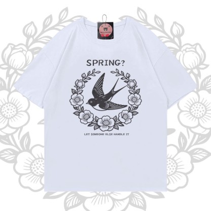 Frühlings-Schwalbenkranz-Grafik Modakawa 100% Baumwoll-T-Shirt - White - 5XL - image 3
