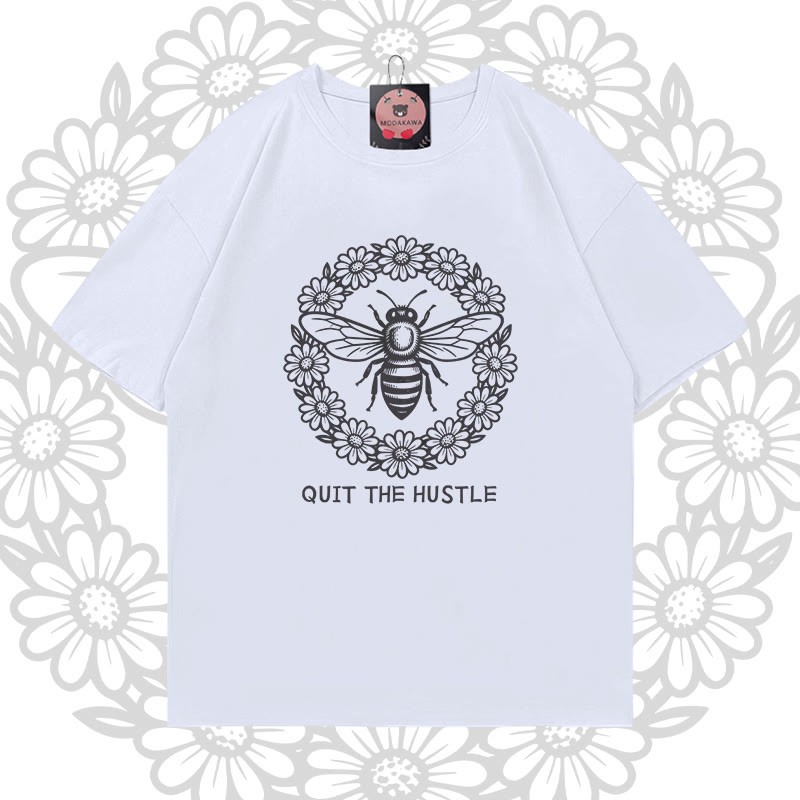 Modakawa T-Shirt aus 100 % Baumwolle mit Bienenkranz-Motiv - White - 5XL - image 2