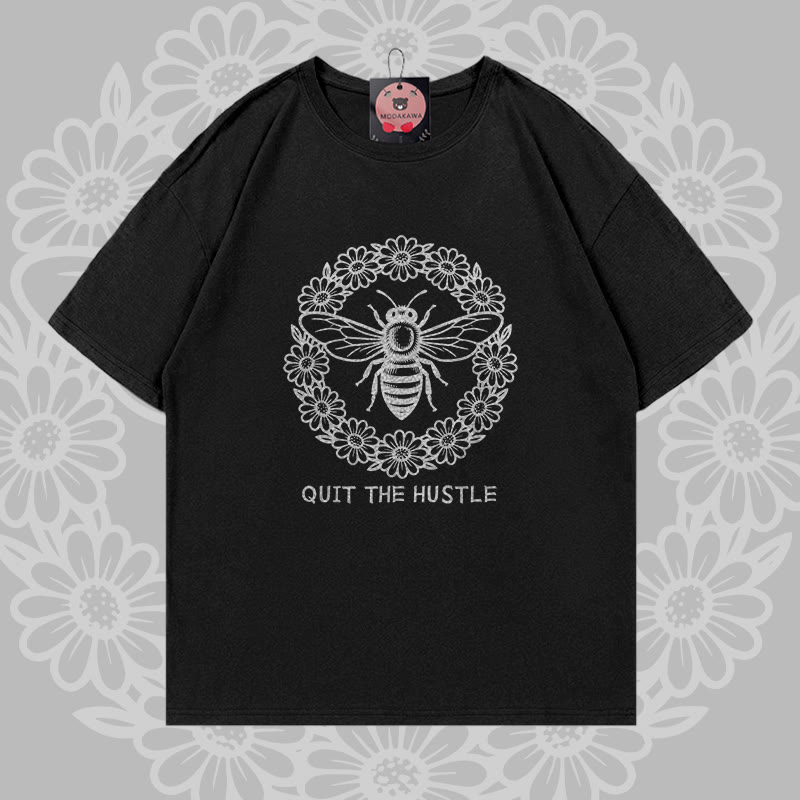 Modakawa T-Shirt aus 100 % Baumwolle mit Bienenkranz-Motiv - Black - 5XL - image 3