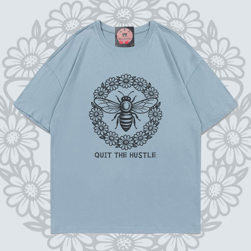 Modakawa T-Shirt aus 100 % Baumwolle mit Bienenkranz-Motiv - Dusty Blue - 5XL - image 1