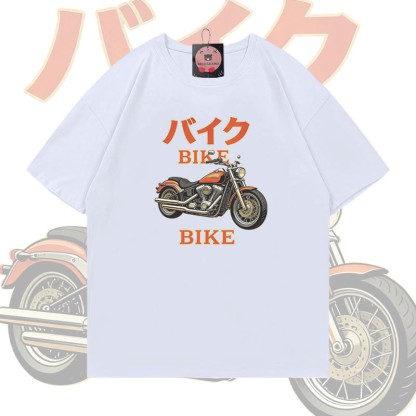 Modakawa T-Shirt aus 100 % Baumwolle mit Retro-Motorradmotiv - White - 5XL - image 2