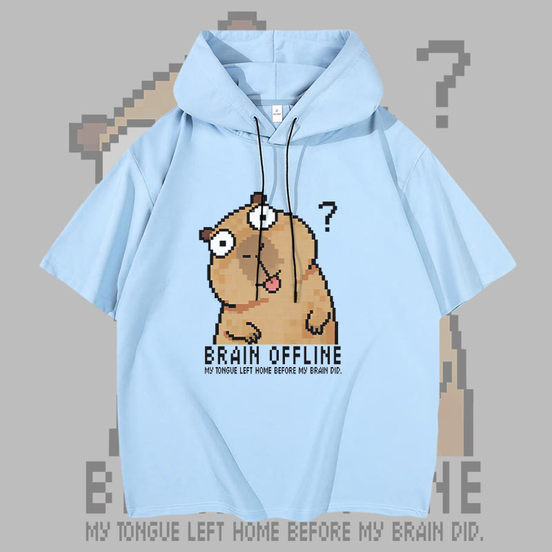 BRAIN OFFLINE Capybara Grafik Modakawa Kurzarm-Hoodie - Sky Blue - 3XL - image 1