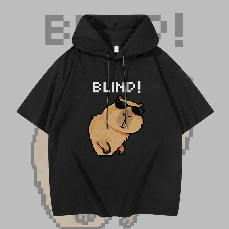 BLIND Capybara Grafik Modakawa Kurzarm-Hoodie - Black - 3XL - image 1
