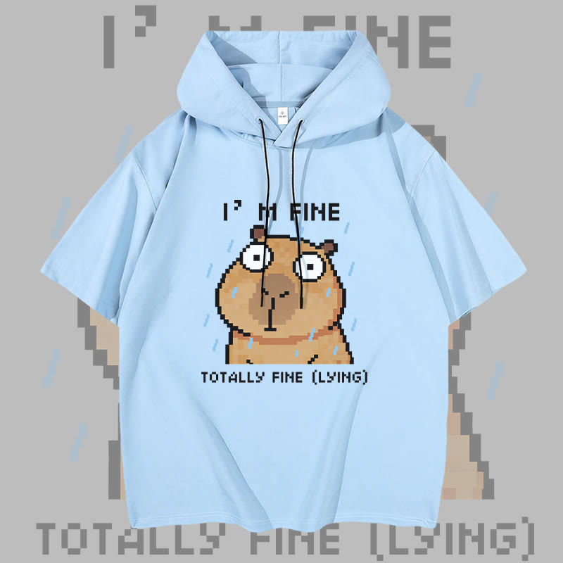 Mir M 's gut! Modakawa Kurzarm-Hoodie mit Capybara-Grafik - Sky Blue - 3XL - image 1