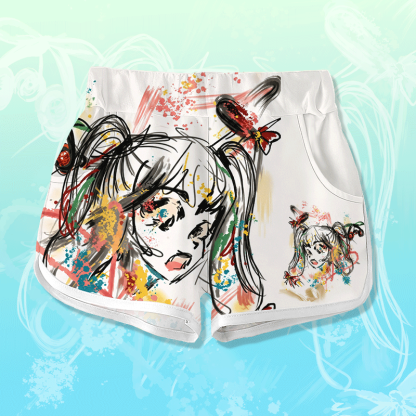 Anime Graffiti Graphic Modakawa Shorts - Multicolor - 5XL - image 1