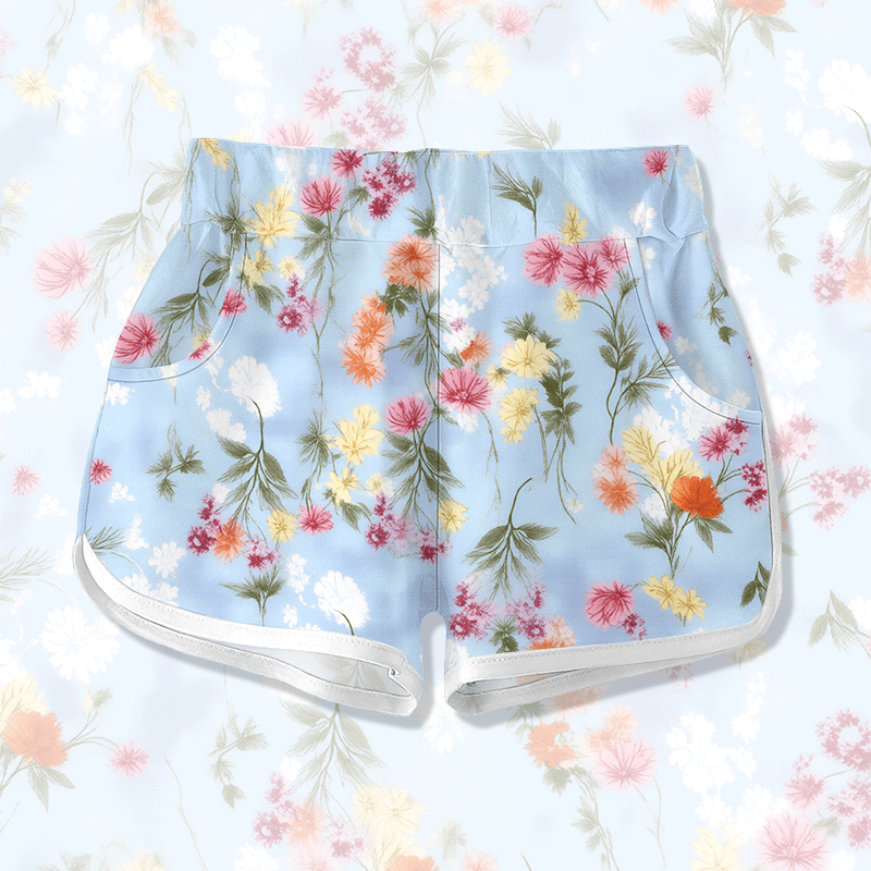 Modakawa Shorts mit Frühlingsblumen-Grafik - Blue - 5XL - image 1