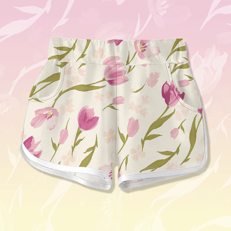 Modakawa Shorts mit Tulpenblumen-Grafik - Beige - 5XL - image 1