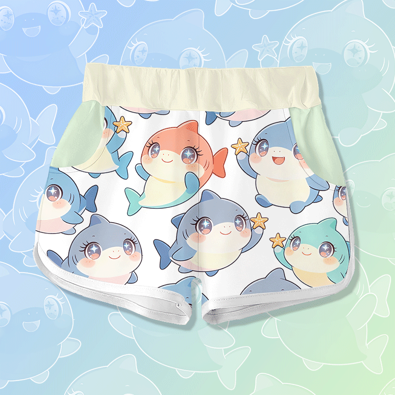 Modakawa Shorts mit niedlichem Hai-Motiv - White - 5XL - image 1