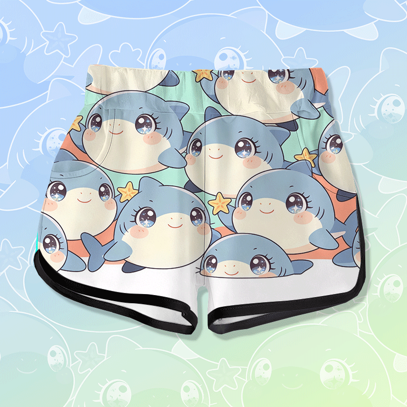 Modakawa Shorts mit fröhlichem Hai-Grafikdesign - Multicolor - 5XL - image 1