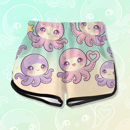 Kawaii Octopus Grafik Modakawa Shorts - Multicolor - 5XL - image 1