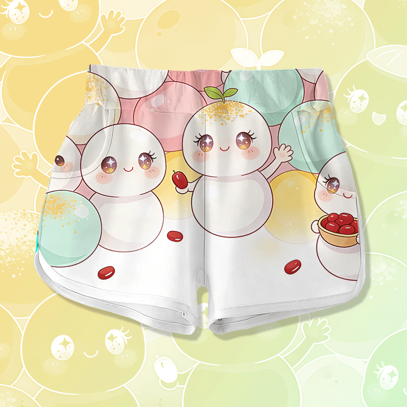Niedliche Tangyuan-Dessert-Grafik Modakawa Shorts - White - 5XL - image 1