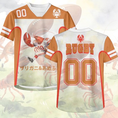 Rugby Nummer Hummer Grafik Modakawa Unisex Jersey T-Shirt - Orange - 6XL - image 1