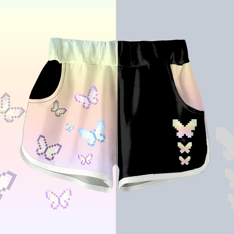 Pixel Butterflies Grafik Modakawa Shorts - Multicolor - 5XL - image 1