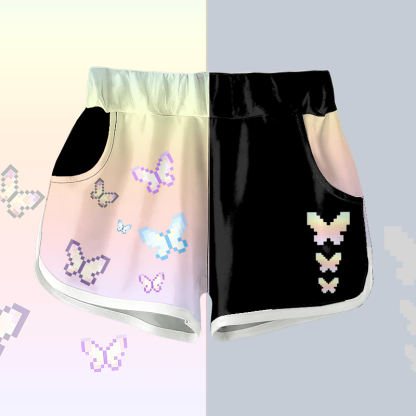 Pixel Butterflies Grafik Modakawa Shorts - Multicolor - 5XL - image 1