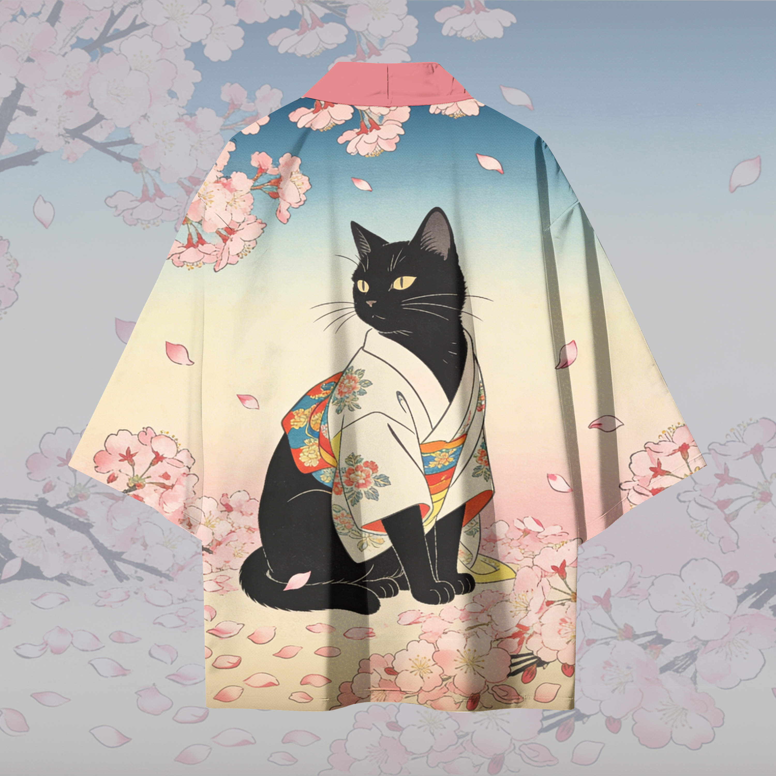 Modakawa Cardigan mit Sakura-Katzenmotiv, Kimono-Oberbekleidung - image 3