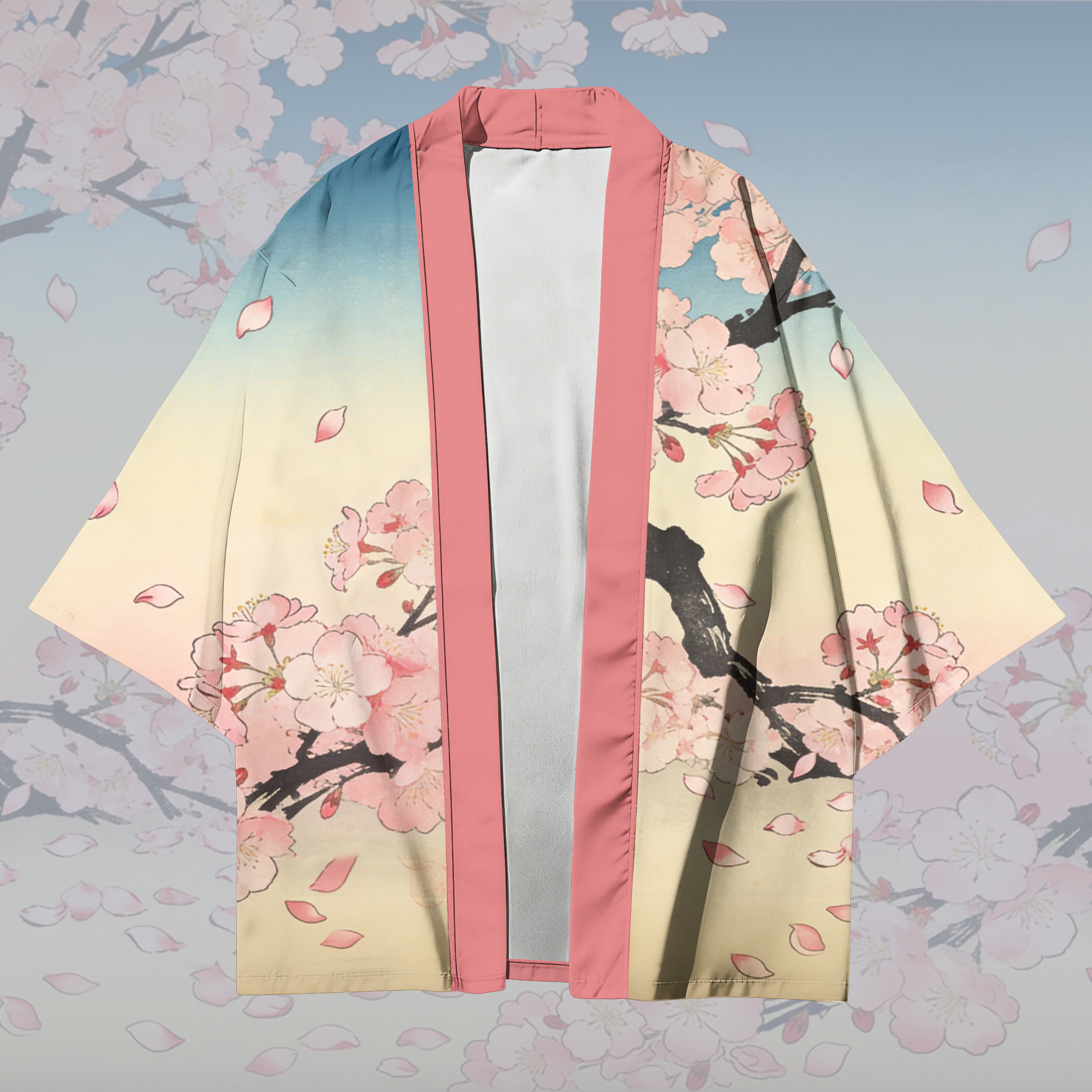 Modakawa Cardigan mit Sakura-Katzenmotiv, Kimono-Oberbekleidung - image 2