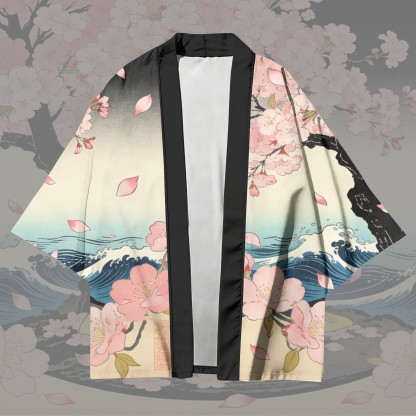 Sakura Samurai Cat Graphic Modakawa Cardigan Kimono Oberbekleidung - image 2