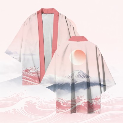 Modakawa Cardigan mit Fuji-Sonnenuntergangsmotiv, Kimono-Oberbekleidung - image 1