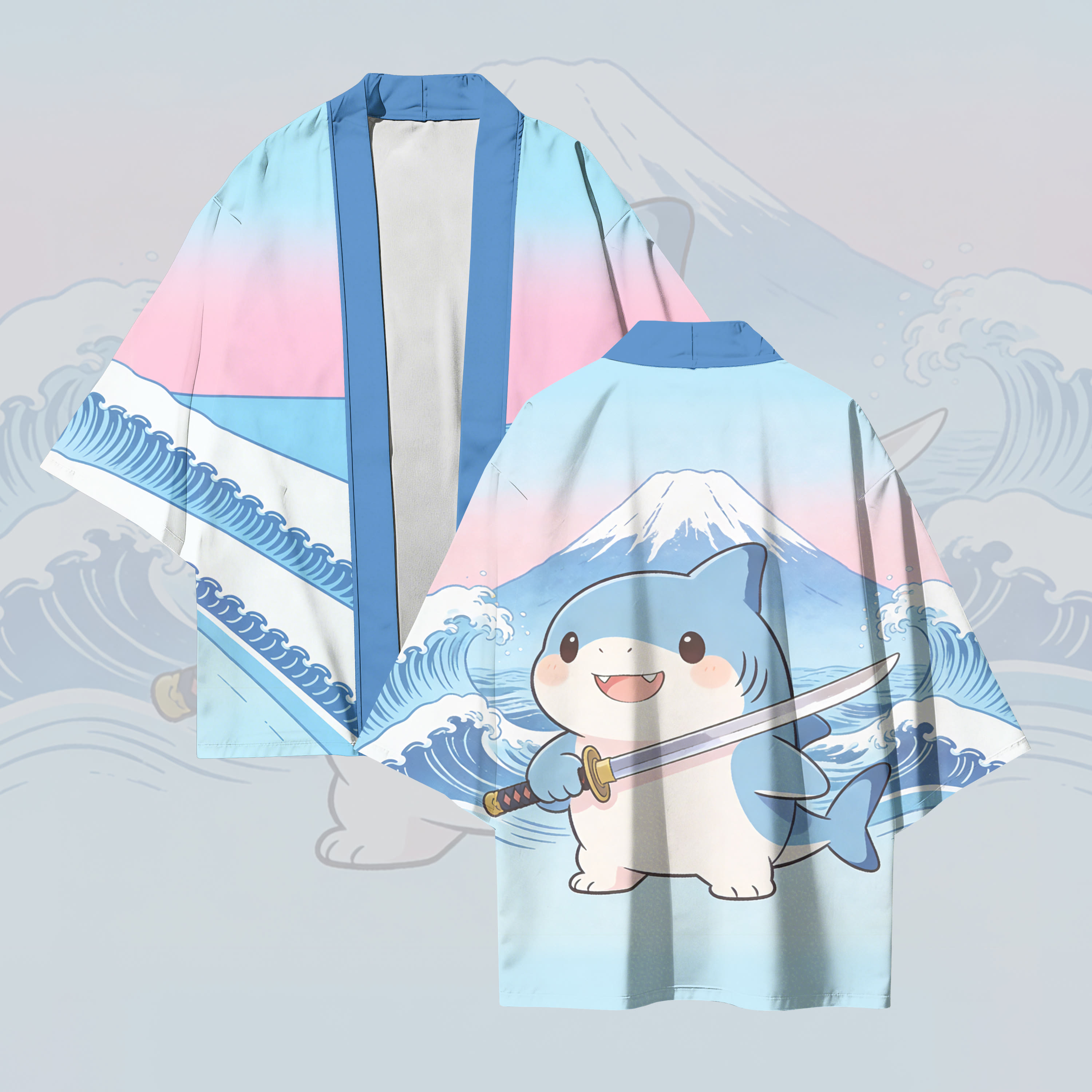 Modakawa-Cardigan mit Samurai-Hai-Modifikator, Kimono-Oberbekleidung - Blue - 3XL - image 1