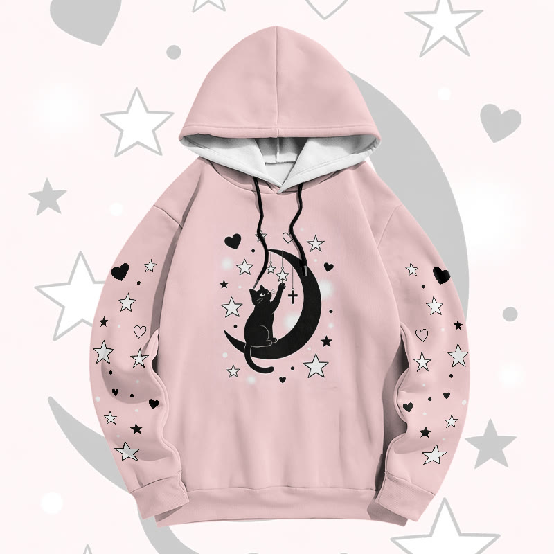 Modakawa Pullover-Hoodie mit Mondkatzen-Motiv - Pink - 6XL - image 1