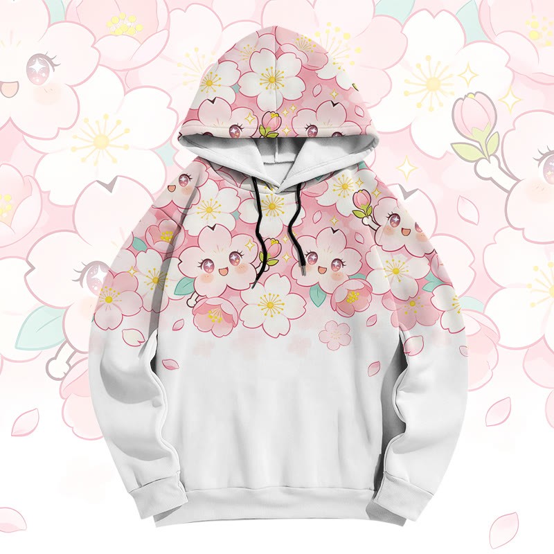 Modakawa Pullover-Hoodie mit lächelndem Sakura-Motiv - Pink - 6XL - image 1