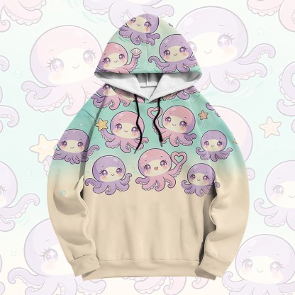 Modakawa Pullover Hoodie mit Baby-Oktopus-Motiv - Multicolor - 6XL - image 1