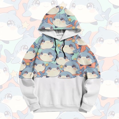 Modakawa Pullover-Hoodie mit freundlichem Hai-Motiv - White - 6XL - image 1