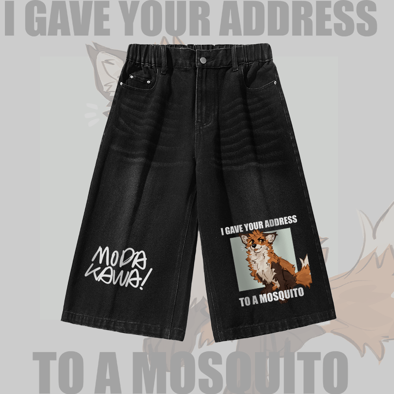 MODAKAWA X atka Fox Graphic Vintage Washed Cropped Pants - Black - 3XL - image 2