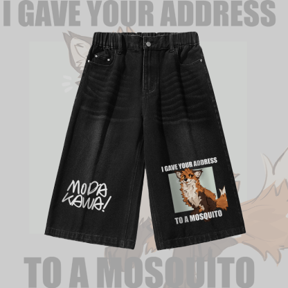 MODAKAWA X atka Fox Graphic Vintage Washed Cropped Pants - Black - 3XL - image 2