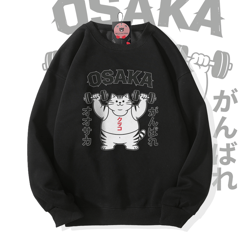 OSAKA Gym Cat Graphic Modakawa Sweatshirt - Black - 5XL - image 2
