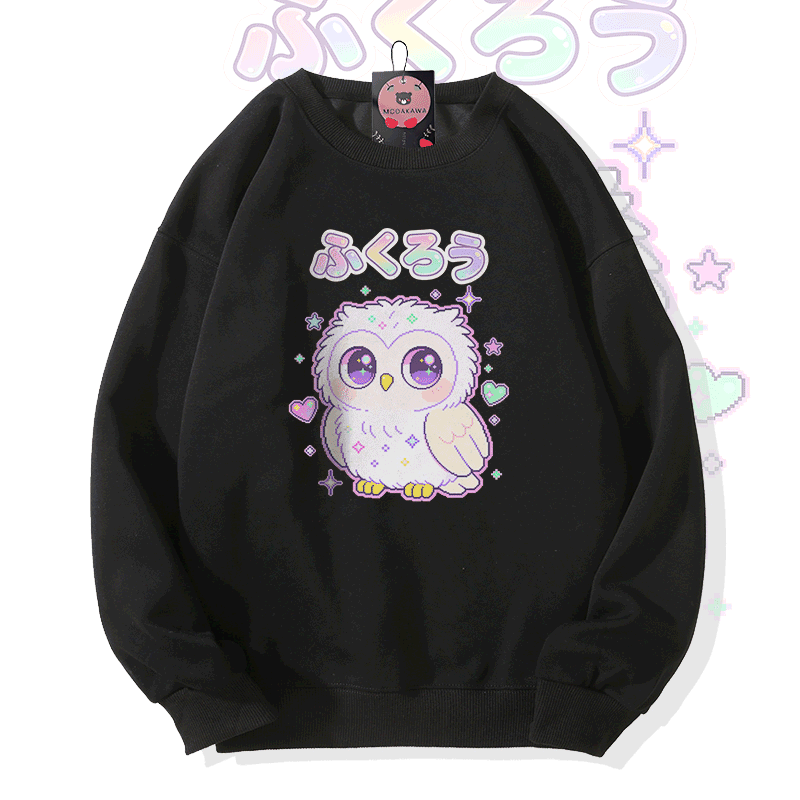 Modakawa Sweatshirt mit Eulenmotiv - Black - 5XL - image 2