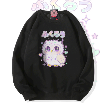 Modakawa Sweatshirt mit Eulenmotiv - Black - 5XL - image 2